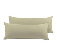 PICCOCASA 2pcs Taie de Traversin Housse de Traversin Taie d'oreiller en Microfibre Douce 100% Brossée Fermeture éclair Kaki 51x140cm