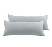 PICCOCASA 2pcs Taie de Traversin Housse de Traversin Taie d'oreiller en Microfibre Douce 100% Brossée Fermeture éclair Gris Clair 51x140cm