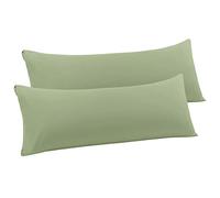 PiccoCasa 2pcs Taie de Traversin Housse de Traversin Taie d'oreiller Fermeture Envelopp en Microfibre Souple Sauge 51cmx140cm