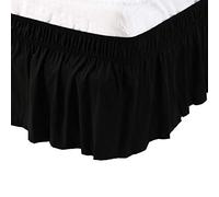 PiccoCasa Cache-sommier élastique à volants de 38 cm - Cadre de lit en microfibre brossée avec volants de 38 cm - Très grand lit - Noir