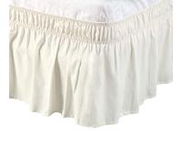 PiccoCasa Cache-sommier élastique à Volants en Microfibre brossée avec Volants de 38 cm (Super King, Beige)