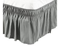 PiccoCasa Cache-sommier élastique à Volants en Microfibre brossée avec Volants de 38 cm (Super King, Gris foncé)