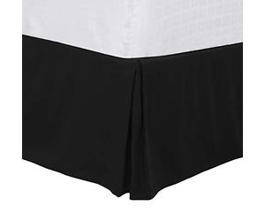 PiccoCasa Cache-sommier plissé Taille complète, Cadre de lit et Housse de sommier tapissier - Cache-sommier sur Mesure de 40,6 cm, Infroissable, résistant à la décoloration, Facile à Installer, Noir