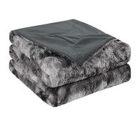 PiccoCasa Couverture en fausse fourrure douce taille simple - Couverture réversible à motifs tie-dye de luxe pour canapé, divan et lit - Couverture en peluche duveteuse en fleece pour cadeaux, 152,4 x