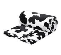 PiccoCasa Couverture imprimée de Vache, Douce 300 g/m², en Flanelle, légère, Mignonne, Confortable et Chaude, Texture de Vache Noire et Blanche, pour canapé, lit, Bureau (150 x 200 cm)