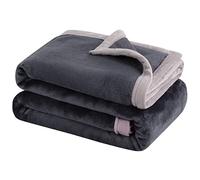 PICCOCASA Couverture Plaid en Molleton Flanelle en Microfibre Solide Housse en Peluche Légères Douxs Chaudes pour Canapé Lit Voiture Bureau Gris Ardoise 130x150cm