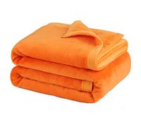 PICCOCASA Couverture Plaid en Molleton Flanelle en Microfibre Solide Housse en Peluche Légères Douxs Chaudes pour Canapé Lit Voiture Bureau Orange 130x150cm