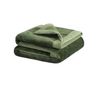 PICCOCASA Couverture Plaid en Molleton Flanelle en Microfibre Solide Housse en Peluche Légères Douxs Chaudes pour Canapé Lit Voiture Bureau Vert fougère 80x100cm