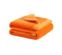 PICCOCASA Couverture Plaid en Molleton Flanelle en Microfibre Solide Housse en Peluche Légères Douxs Chaudes pour Canapé Lit Voiture Bureau Orange 80x100cm
