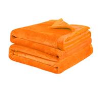 PICCOCASA Couverture Plaid en Molleton Flanelle en Microfibre Solide Housse en Peluche Légères Douxs Chaudes pour Canapé Lit Voiture Bureau Orange 150 x 200 cm