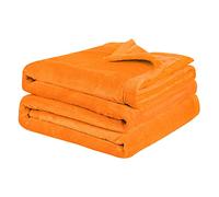 PICCOCASA Couverture Plaid en Molleton Flanelle en Microfibre Solide Housse en Peluche Légères Douxs Chaudes pour Canapé Lit Voiture Bureau Orange 200 x 230 cm