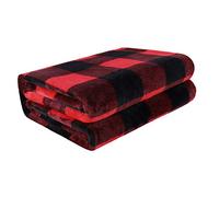 PICCOCASA Couverture Plaid Lit pour Canapé en Molleton Flanelle Peluche Carreaux Buffalo Chaude Rouge et Noir 150 x 200 cm