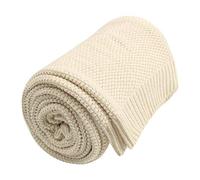 PICCOCASA Couverture Plaid Lit pour Canapé en Tricot 100% Coton Légère Solide Douce Beige 180x200cm