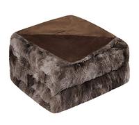 PiccoCasa - Couverture réversible en fausse fourrure synthétique - Teinte batik luxueuse - Jeté de lit pour canapé et lit - Cadeau - 127 x 152 cm - Marron