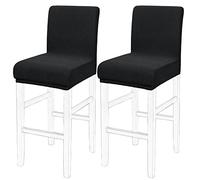 PICCOCASA Housse de Chaise de Bar Chaise Haute Tabouret Bar Extensible Salle à Manger avec Treillis Carré Noir 2pcs