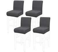 PICCOCASA Housse de Chaise de Bar Chaise Haute Tabouret Bar Extensible Salle à Manger avec Treillis Carré Gris 4pcs