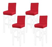 PICCOCASA Housse de Chaise de Bar Chaise Haute Tabouret Dossier Protecteur pour Salle à Manger Extensible Bande Elastique Rouge 4pcs