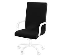 PICCOCASA Housse de Chaise de Bureau Extensible Housse de Chaise Ordinateur Tournant Fermetures à Glissière Bandes Inférieures Simple Lavable Dossier Haut Elastique Noir Grand