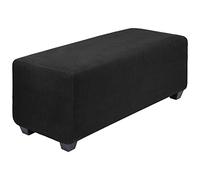PiccoCasa Housse de Pouf très Extensible avec Ourlet élastique - Housse de Tabouret de Rangement en Tissu Jacquard à Petits Carreaux rectangulaires - Noir - Taille S