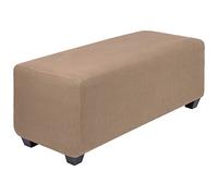 PiccoCasa Housse de Pouf très Extensible avec Ourlet élastique - Housse de Tabouret de Rangement en Tissu Jacquard Doux à Petits Carreaux - Housse de Tabouret de Rangement rectangulaire - Taille S