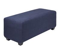 PiccoCasa Housse de Pouf très Extensible avec Ourlet élastique - Housse de Tabouret de Rangement en Tissu Jacquard à Petits Carreaux rectangulaires - Bleu Marine - Taille XL