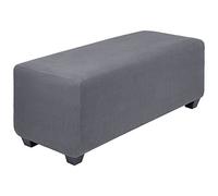 PiccoCasa Housse de Pouf très Extensible avec Ourlet élastique - Housse de Tabouret de Rangement en Tissu Jacquard à Petits Carreaux rectangulaires - Gris foncé - Taille S