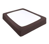 PiccoCasa Housse de sommier tapissier en Tissu Extensible Enveloppant sur Les 4 côtés sans Plis, pour la Maison, Housse de Matelas élastique pour Matelas jusqu'à 35,6 cm, Marron, très Grand lit