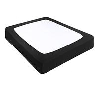 PiccoCasa Housse de sommier tapissier en Tissu Extensible Enveloppant sur Les 4 côtés sans Plis, pour la Maison, Housse de Matelas élastique pour Matelas jusqu'à 35,6 cm, Noir, très Grand lit