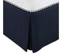 PiccoCasa Jupe de lit plissée Classique en Polyester à Volants avec Hauteur de 35,6 cm, Bleu Marine