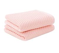 PiccoCasa Lot de 2 Petites Serviettes en Coton côtelé Douces et très absorbantes pour Salle de Bain, hôtel, Spa, Visage - Rose - 34 x 74 cm