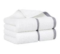 PiccoCasa Lot de 2 Serviettes de Luxe en Coton 750 g/m², Douces et absorbantes pour Salle de Bain, Spa et hôtel, 40 x 80 cm, Rayures Grises