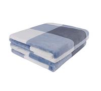 PiccoCasa Plaid Polaire en Flanelle Douce à Carreaux - Couverture décorative en Peluche pour canapé, Sofa et lit - 127 x 152,4 cm - Bleu et Blanc