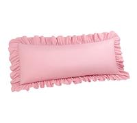 PiccoCasa Taie de Traversin Brossé Volants Taies Oreiller Corps Doux Respirant avec Enveloppe Fermeture 4 Pouces Volant Microfibre Rose 51x140cm