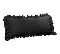 PiccoCasa Taie de traversin en Microfibre Douce Unie avec Volants décoratifs et Fermeture à enveloppe, Housse de Coussin pour Tout Le Corps, Noir, 50,8 x 139,7 cm