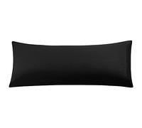 PiccoCasa Taie de Traversin Housse de Traversin Taie d'oreiller en Microfibre Brossée Fermeture d'enveloppe Broderie Douce Respirant Noir 51x140cm