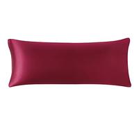 PiccoCasa Taie d'oreiller en Satin pour Les Cheveux et la Peau, Housse de Coussin Longue en Satin de Soie Lisse et Doux avec Fermeture éclair, Bordeaux, 1,2 m