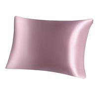 PiccoCasa Taie d'oreiller en Soie Pure 100% Naturelle Deux Côtés 19 Momme Fermeture éclair Cachée pour Cheveux Peau Mauve 50x75cm