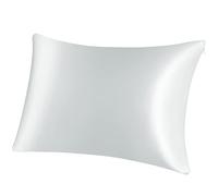 PiccoCasa Taie d'oreiller en Soie Pure 100% Naturelle Deux Côtés 19 Momme Fermeture éclair Cachée pour Cheveux Peau Argent 50x75cm