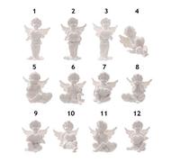 Piccola statuina a forma di cherubino angioletto bianco con cuore per minimondo