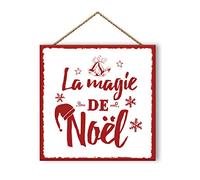 Piccoli Messaggi Lot de 6 Panneaux en Bois Magie de Noël 20 x 20 cm