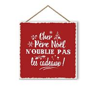 Piccoli Messaggi Lot de 6 Panneaux en Bois N Oublie Pas Les Cadeaux, 20 x 20 cm