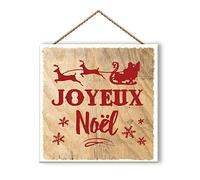 Piccoli Messaggi Lot de 6 Panneaux en Bois pour Noël, Fond en Bois, 20 x 20 cm