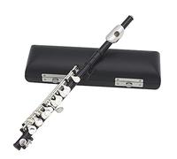 Piccolo C plaqué argent détachable, ensemble de Piccolo Piccolo plaqué argent 16 trous, instrument de flûte pour étudiants débutants avec étui rigide (Schwarz)