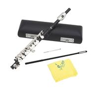 Piccolo en Do portable avec accessoires pour pratique de la flûte à 16 trous Instrument en laiton compact et léger Noir