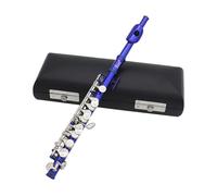 Piccolo portable en Do avec accessoires pour pratique de la flûte à 16 trous Instrument en laiton compact et léger Bleu foncé