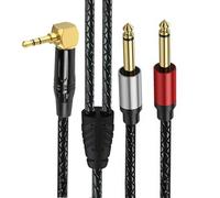 Piceioep Adaptateur mâle 3.5mm 2x6.35mm, câble de Haut-Parleur, séparateur en Y, câble Adaptateur pour Casque d ' écoute pour amplificateur