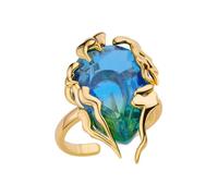 Piceioep Bague élégante en forme de larme en forme de larme bleu à vert dégradé de zircones cubiques pierres réglables 17,7 mm ouverture dégradé zircon flamme déclaration, taille unique, Comme décrit