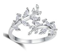 Piceioep Bague légère en cuivre avec cristaux étincelants - Branche artisanale avec pierres pour un usage quotidien - Diamants et branches de feuilles, taille unique, Comme décrit, Comme décrit.
