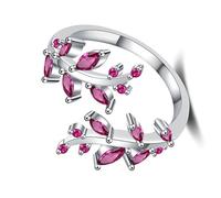 Piceioep Bague légère en cuivre avec cristaux étincelants - Branche artisanale avec pierres pour un usage quotidien - Diamants et branches de feuilles, taille unique, Comme décrit, Comme décrit.