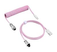 Piceioep Câble d ' extension USB USB C pour clavier mécanique avec connecteur d ' aviation en métal détachable, câble de clavier enroulé pour